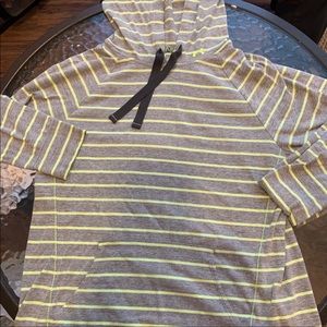 Under Armor lime green and grey stripped pullover